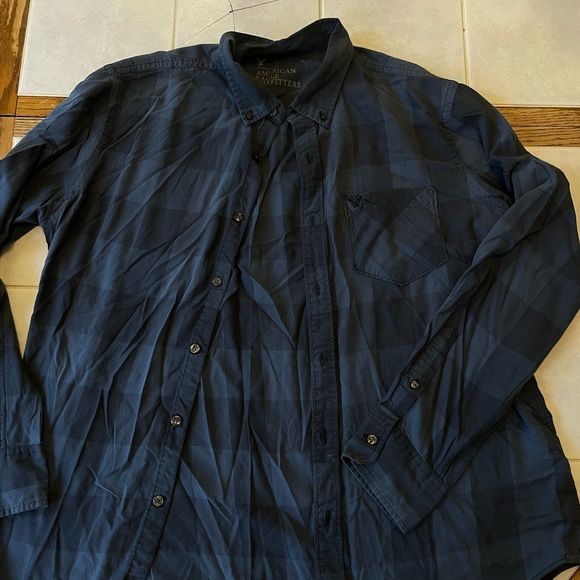 Blue Plaid Button-Up Shirt - Picture 1 of 5